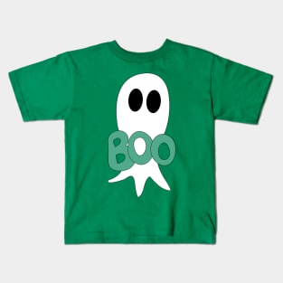 Cute Halloween ghost cartoon with BOO text Kids T-Shirt